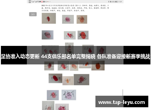 足协准入动态更新 44支俱乐部名单完整揭晓 各队准备迎接新赛季挑战